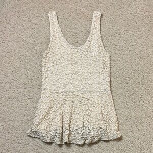 Pins & Needles Ivory Floral Lace Peplum